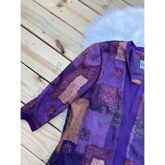 Vintage Whimsigoth Patchwork Purple Shirt Top Layered Cardigan - Picture 3 of 8